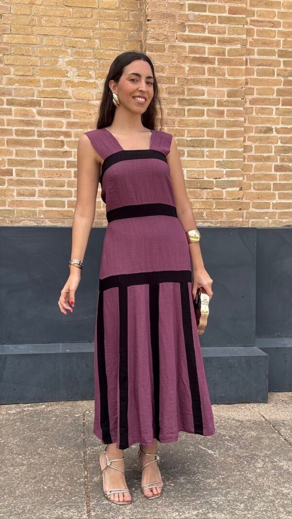 Vestido Bruna Berenjena Negro