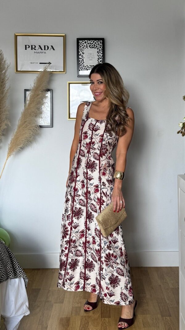 Vestido Longoria Estampado Burdeos