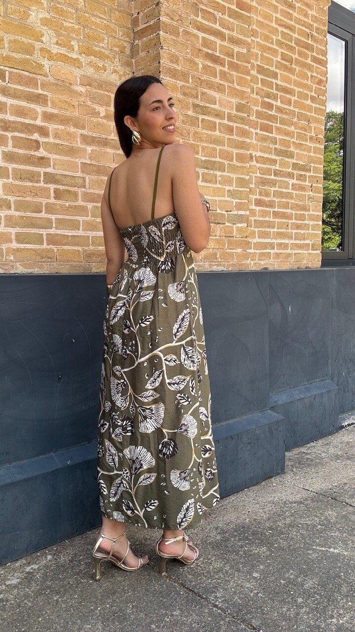 Vestido Adela Estampado Verde Caza - Imagen 9