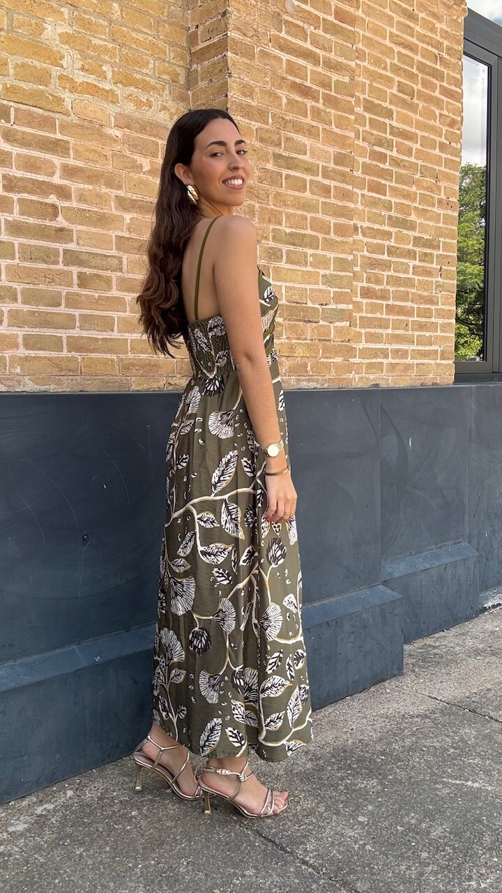 Vestido Adela Estampado Verde Caza - Imagen 12