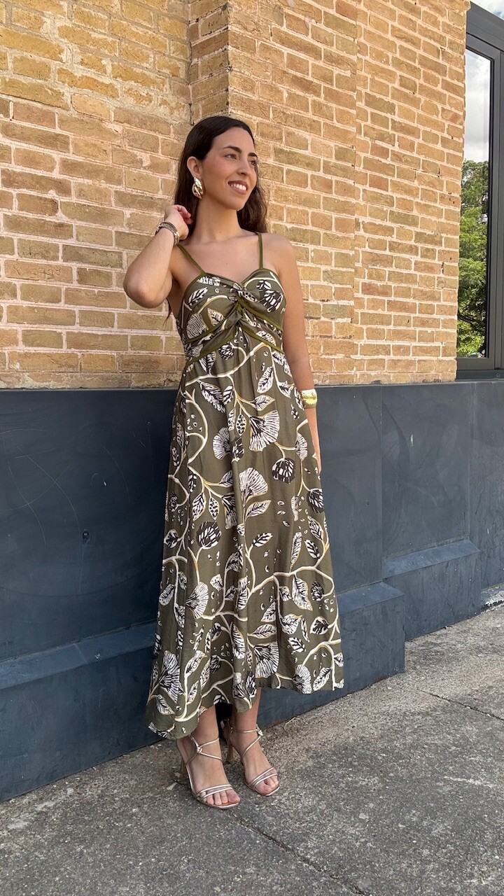Vestido Adela Estampado Verde Caza - Imagen 13
