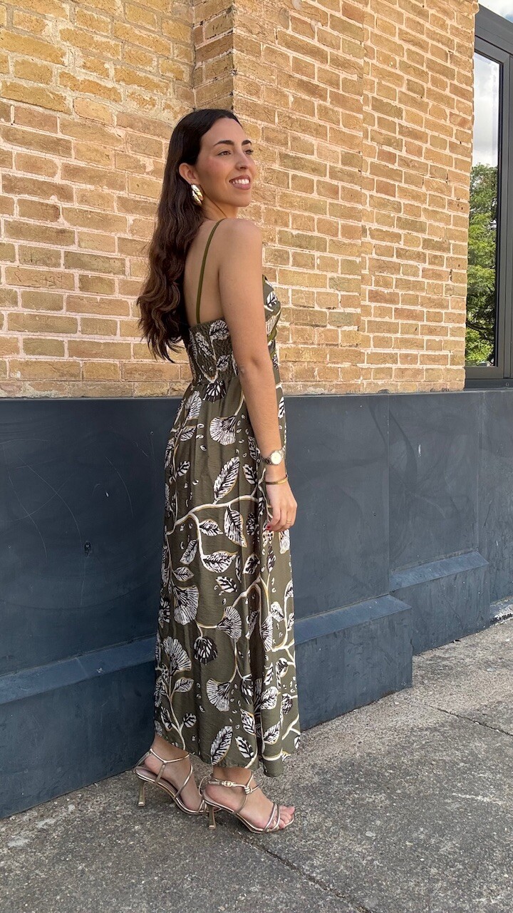 Vestido Adela Estampado Verde Caza - Imagen 7