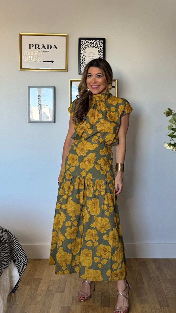 Conjunto Valeria Estampado Verde Caza Mostaza - Imagen 8