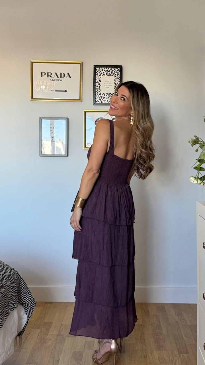 Vestido Acacia Volantes Berenjena - Imagen 3