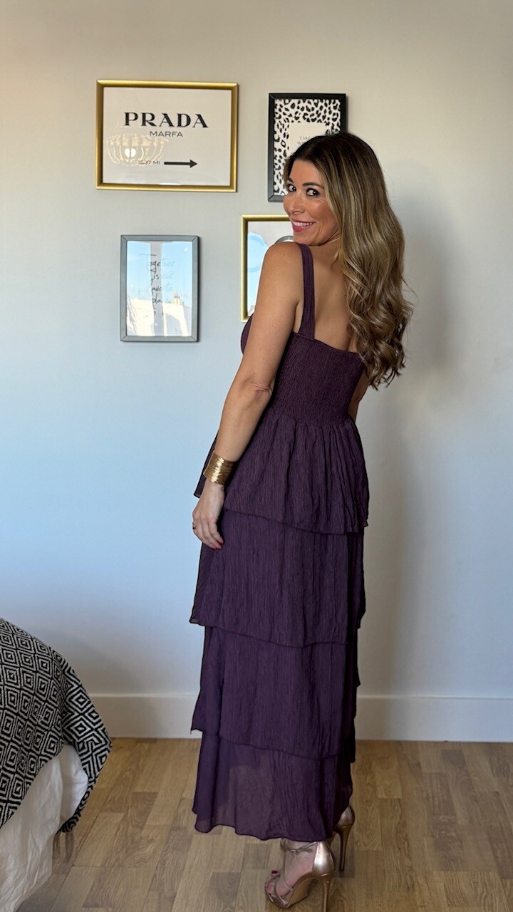 Vestido Acacia Volantes Berenjena - Imagen 4