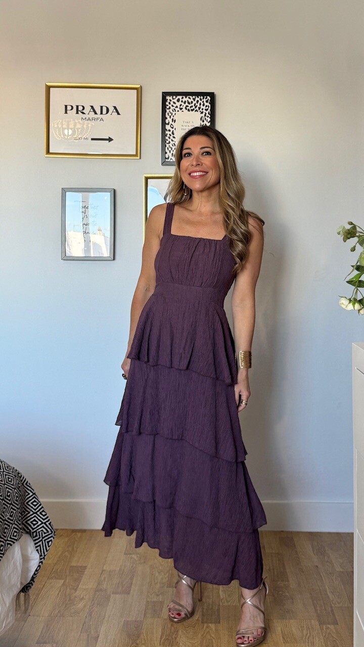 Vestido Acacia Volantes Berenjena - Imagen 5