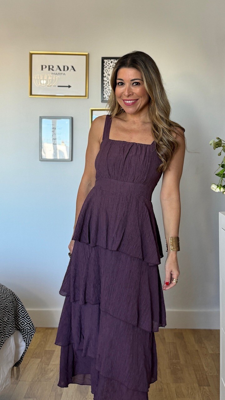 Vestido Acacia Volantes Berenjena - Imagen 6