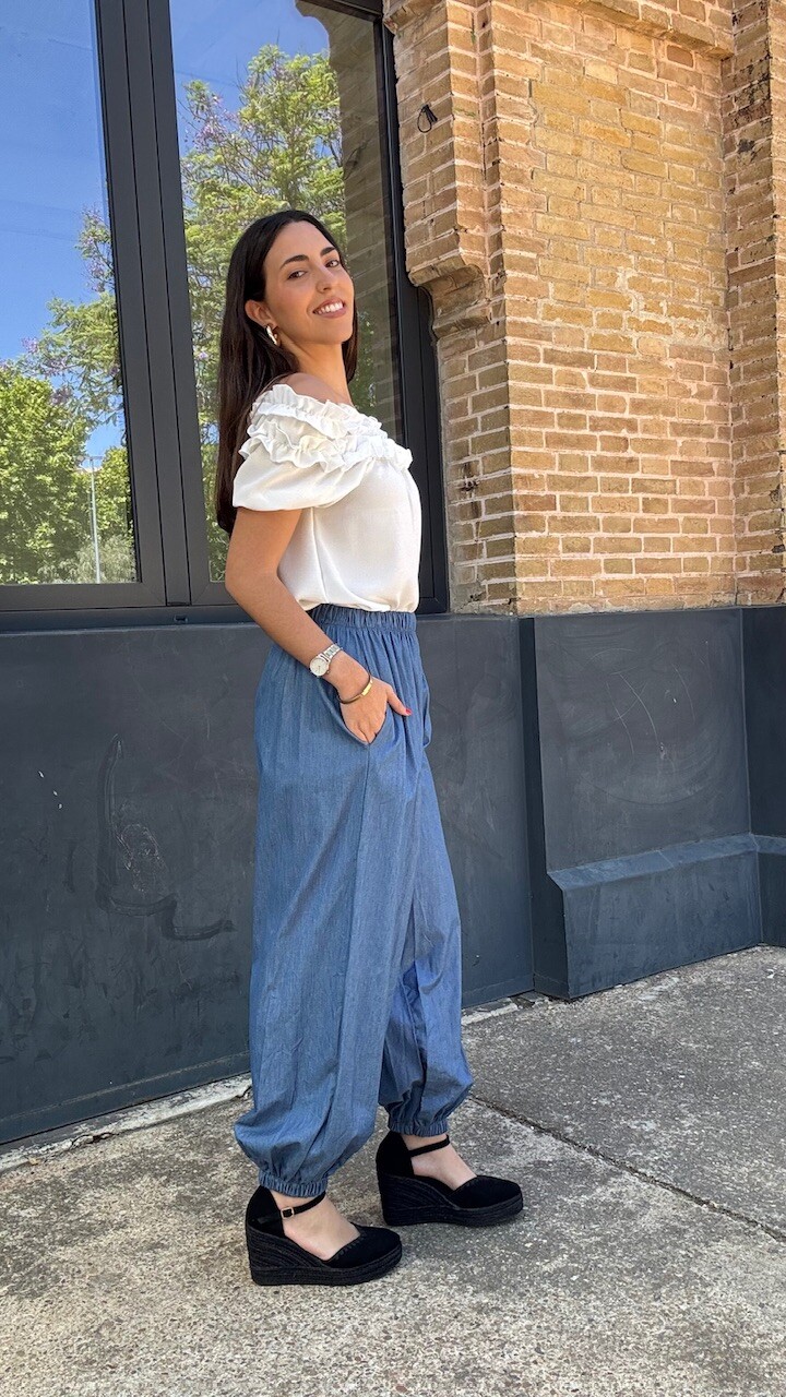 Pantalón Bombacho Denim - Imagen 4