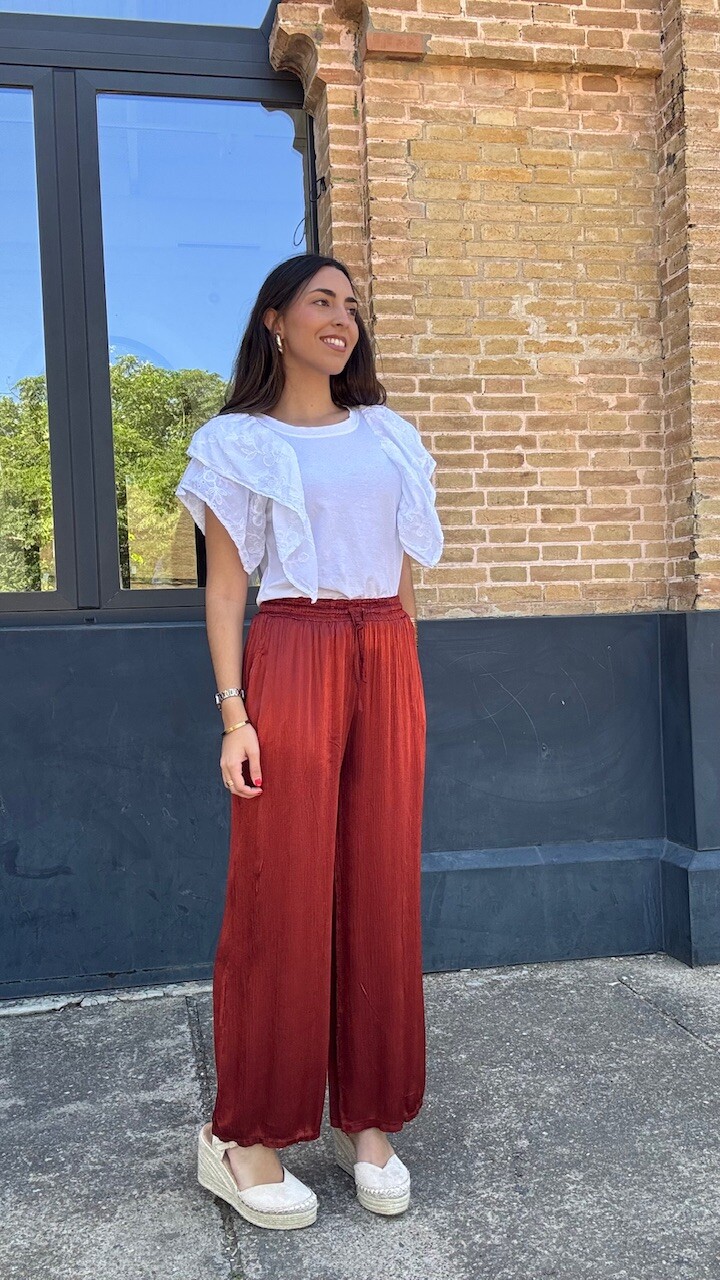 Pantalón Satén Frida Teja - Imagen 5