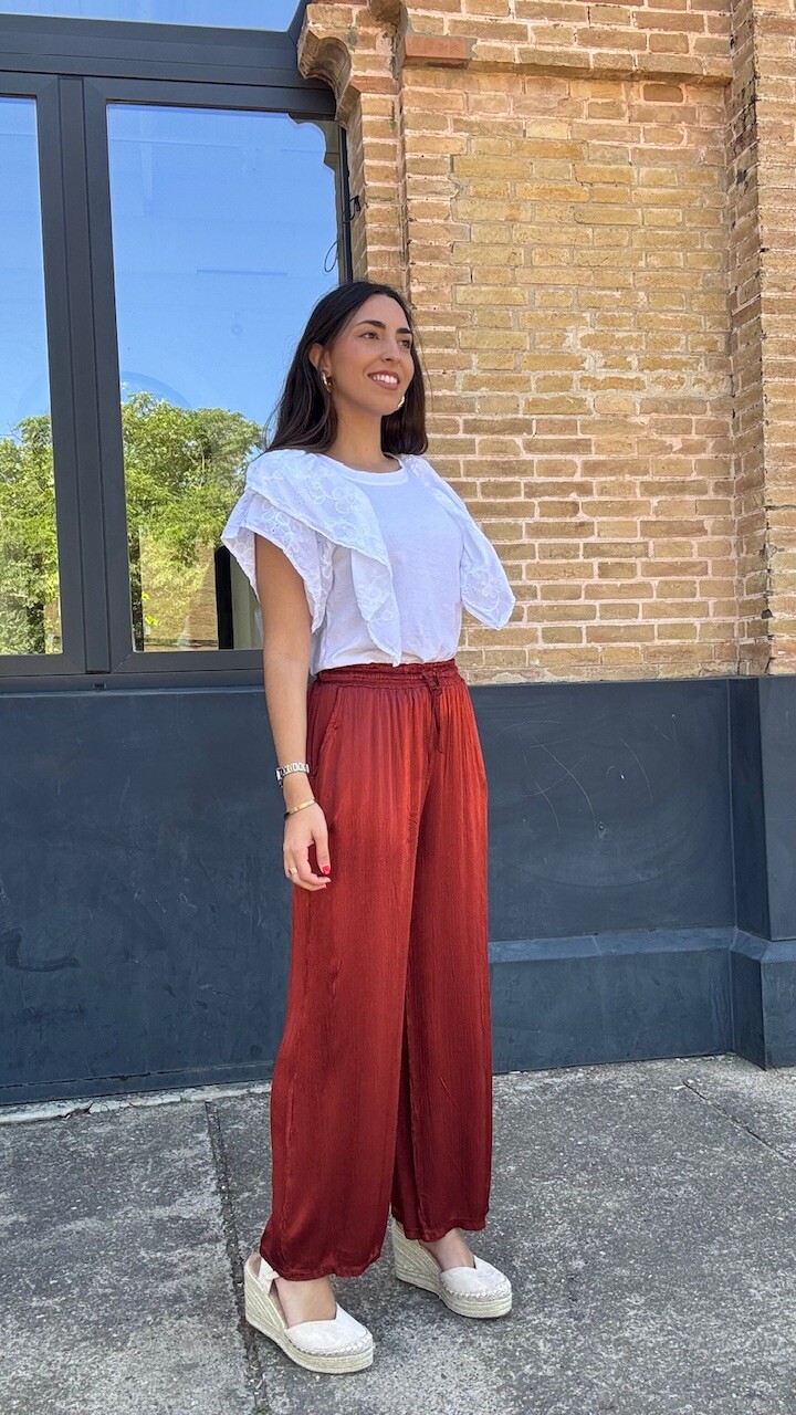 Pantalón Satén Frida Teja - Imagen 6