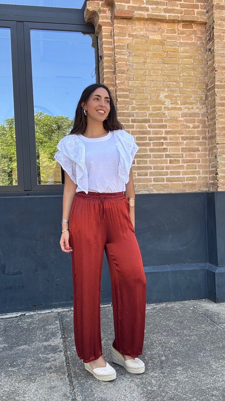 Pantalón Satén Frida Teja - Imagen 3