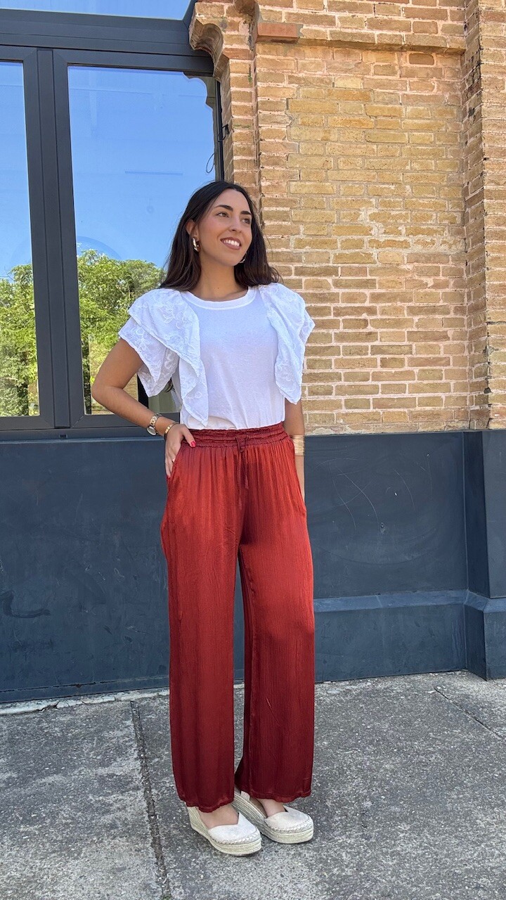 Pantalón Satén Frida Teja - Imagen 7