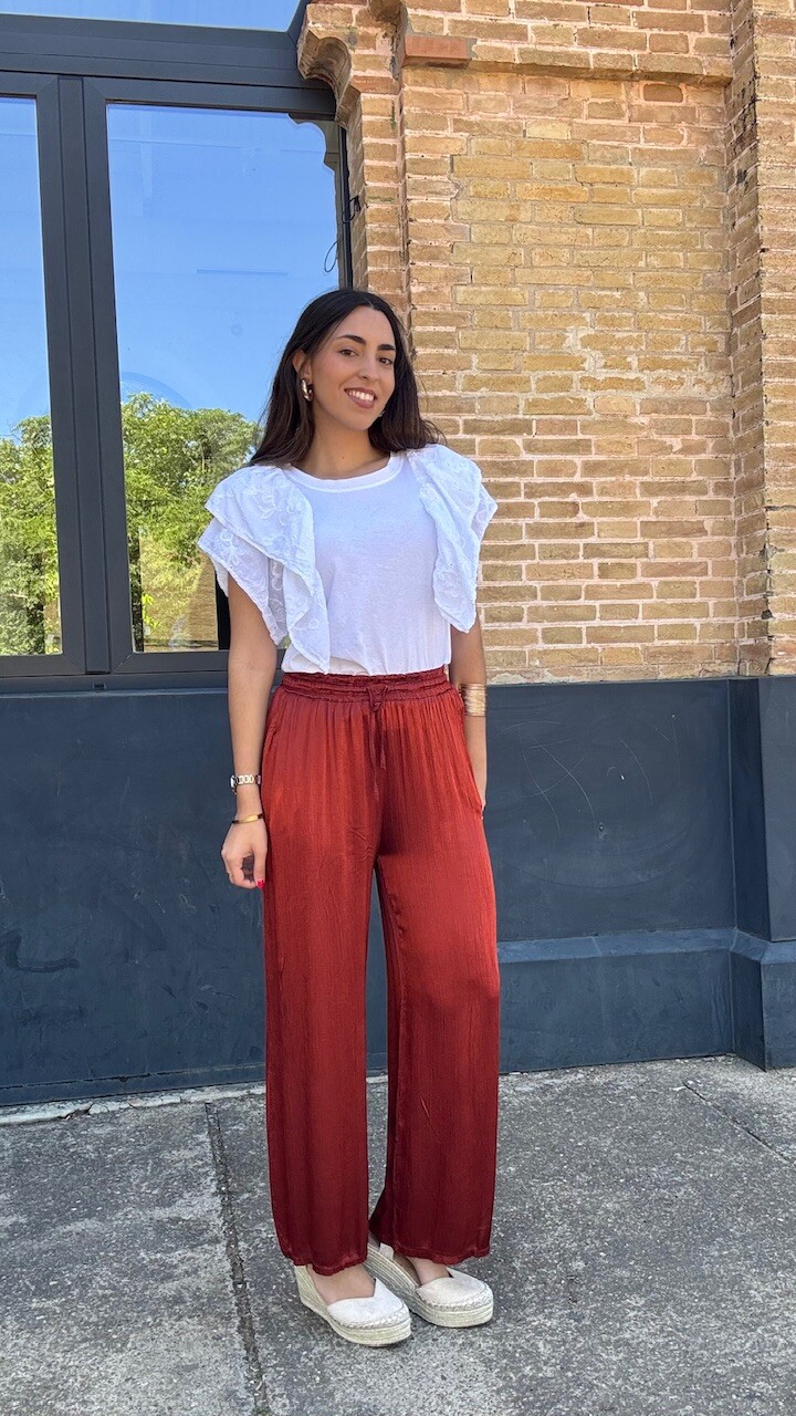 Pantalón Satén Frida Teja - Imagen 8