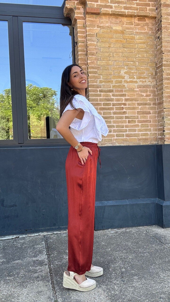 Pantalón Satén Frida Teja - Imagen 4