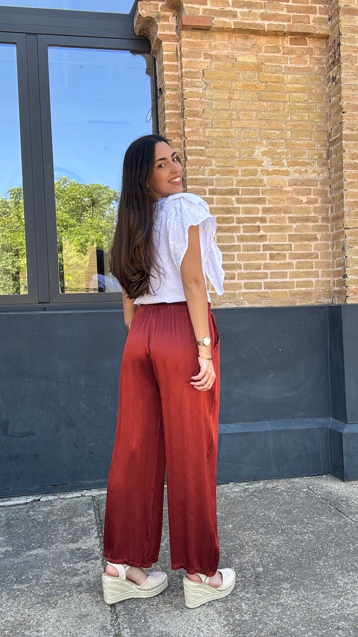 Pantalón Satén Frida Teja - Imagen 2