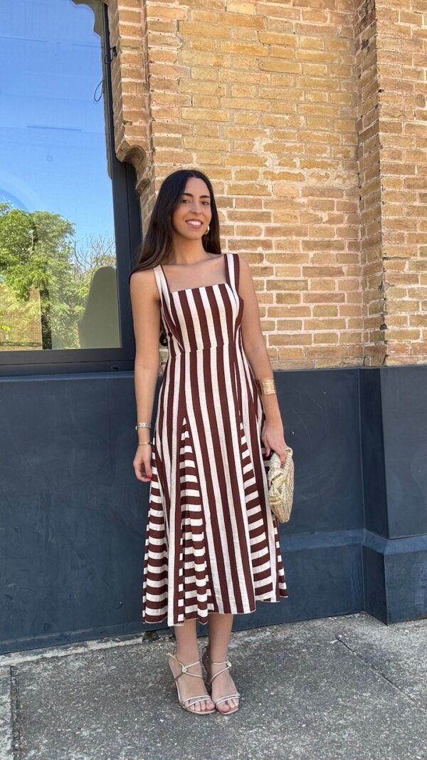 Vestido Rayas Marrón Medina
