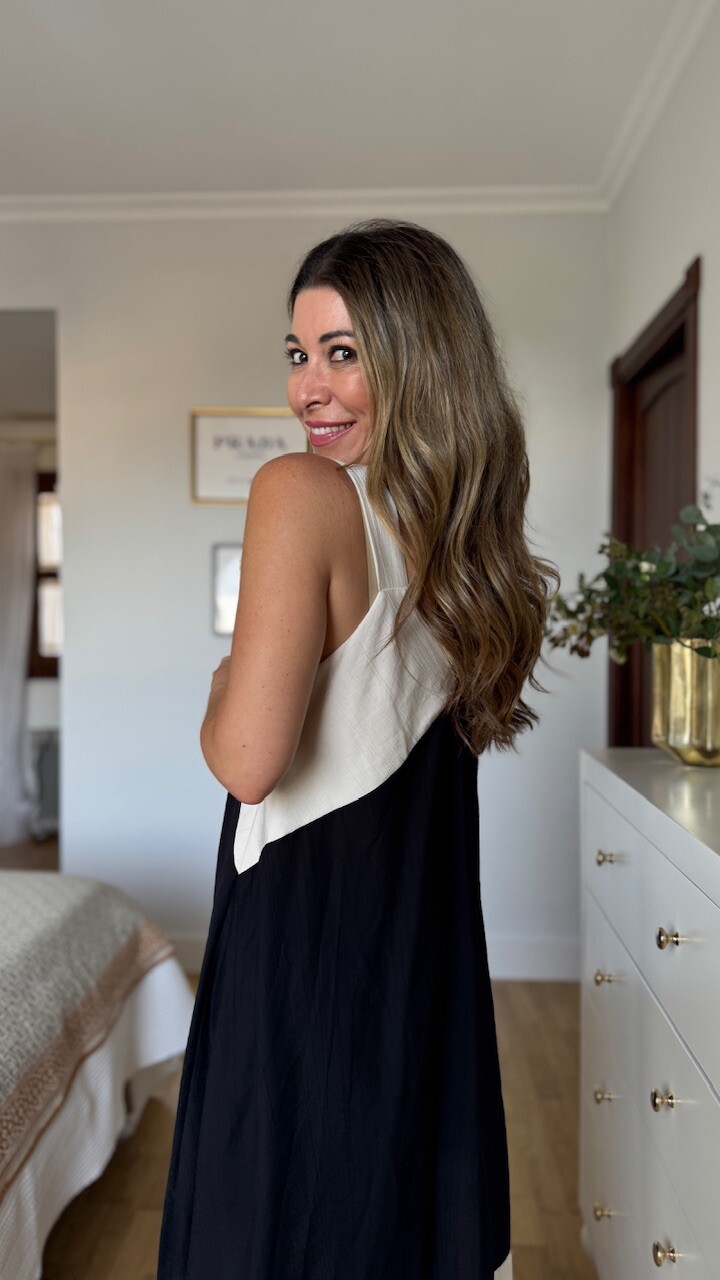 Vestido Nora Beige Negro - Imagen 2