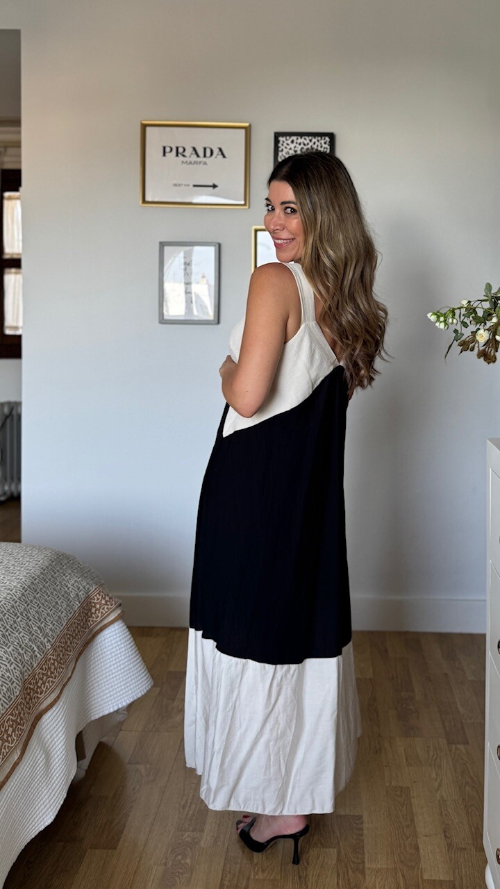 Vestido Nora Beige Negro - Imagen 4