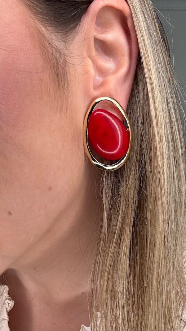 Pendientes Vintage Dorados Rojos