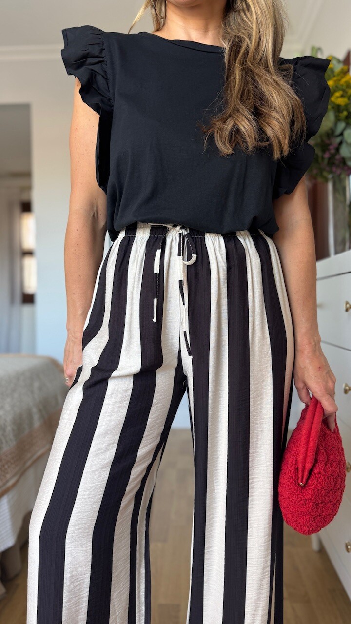 Pantalón Fluido Rayas Blanco Negro - Imagen 5