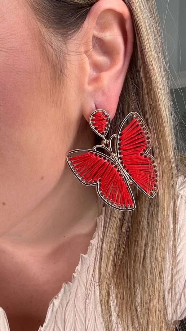 Pendientes Mariposa Dorados Rojos