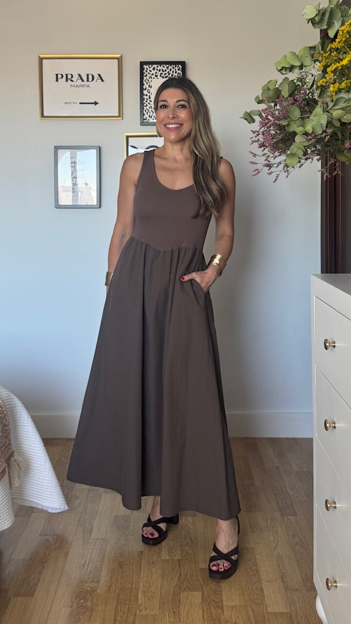 Vestido Camiseta Irene Marrón - Imagen 4