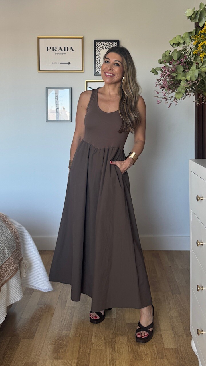 Vestido Camiseta Irene Marrón - Imagen 7