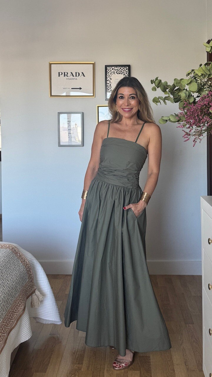 Vestido Ariadna Verde Caza - Imagen 4