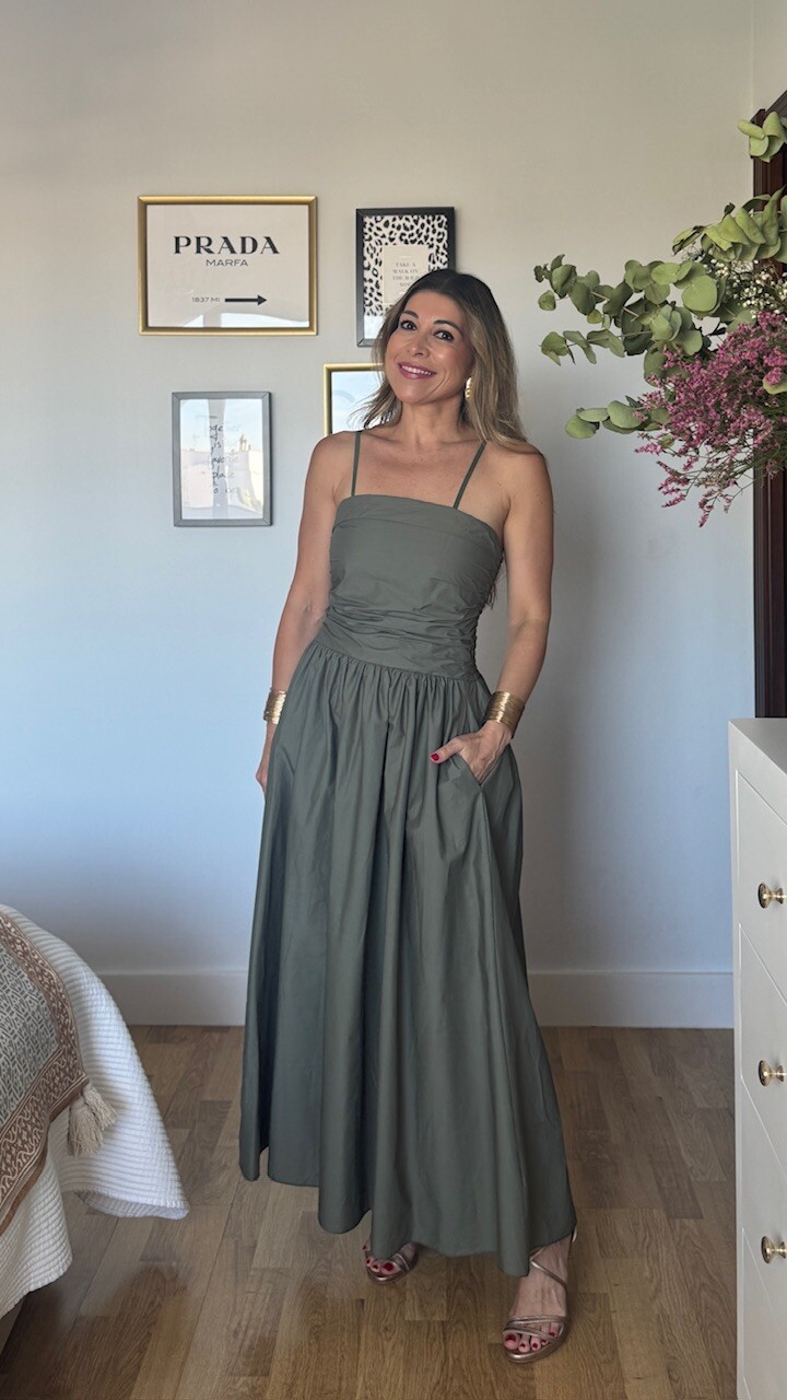 Vestido Ariadna Verde Caza - Imagen 9