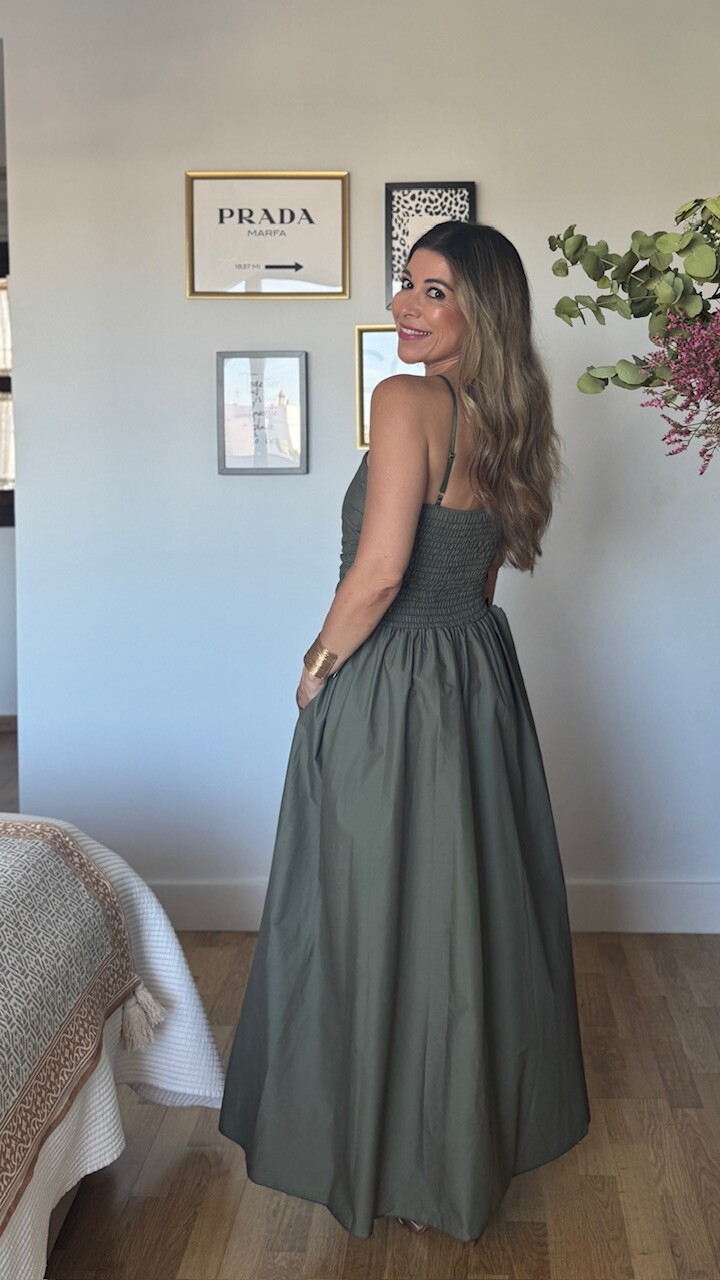 Vestido Ariadna Verde Caza - Imagen 2