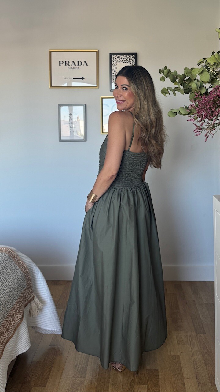 Vestido Ariadna Verde Caza - Imagen 5