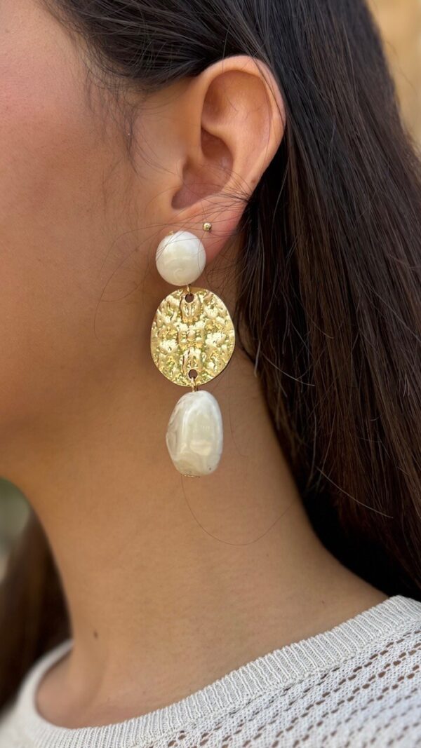 Pendientes Alice Dorados Blanco Roto