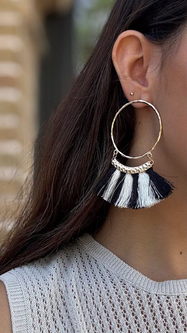 Pendientes Aro Dorado Blanco Negro