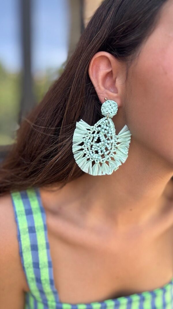 Pendientes Cameron Rafia Aguamarina