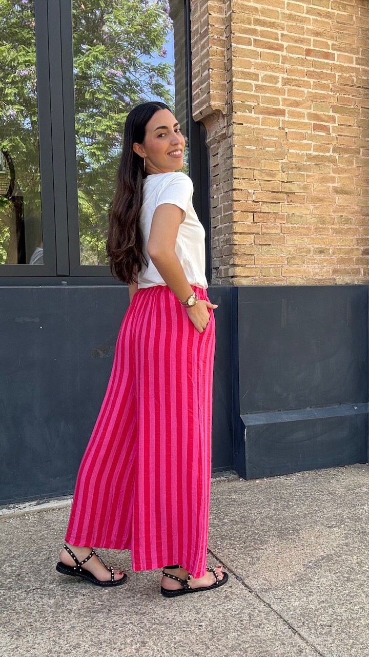 Pantalón Rayas Rosa Rojo - Imagen 3