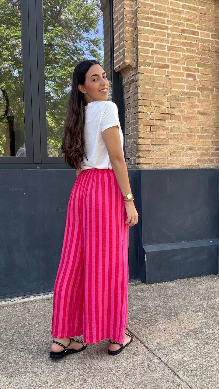 Pantalón Rayas Rosa Rojo - Imagen 7
