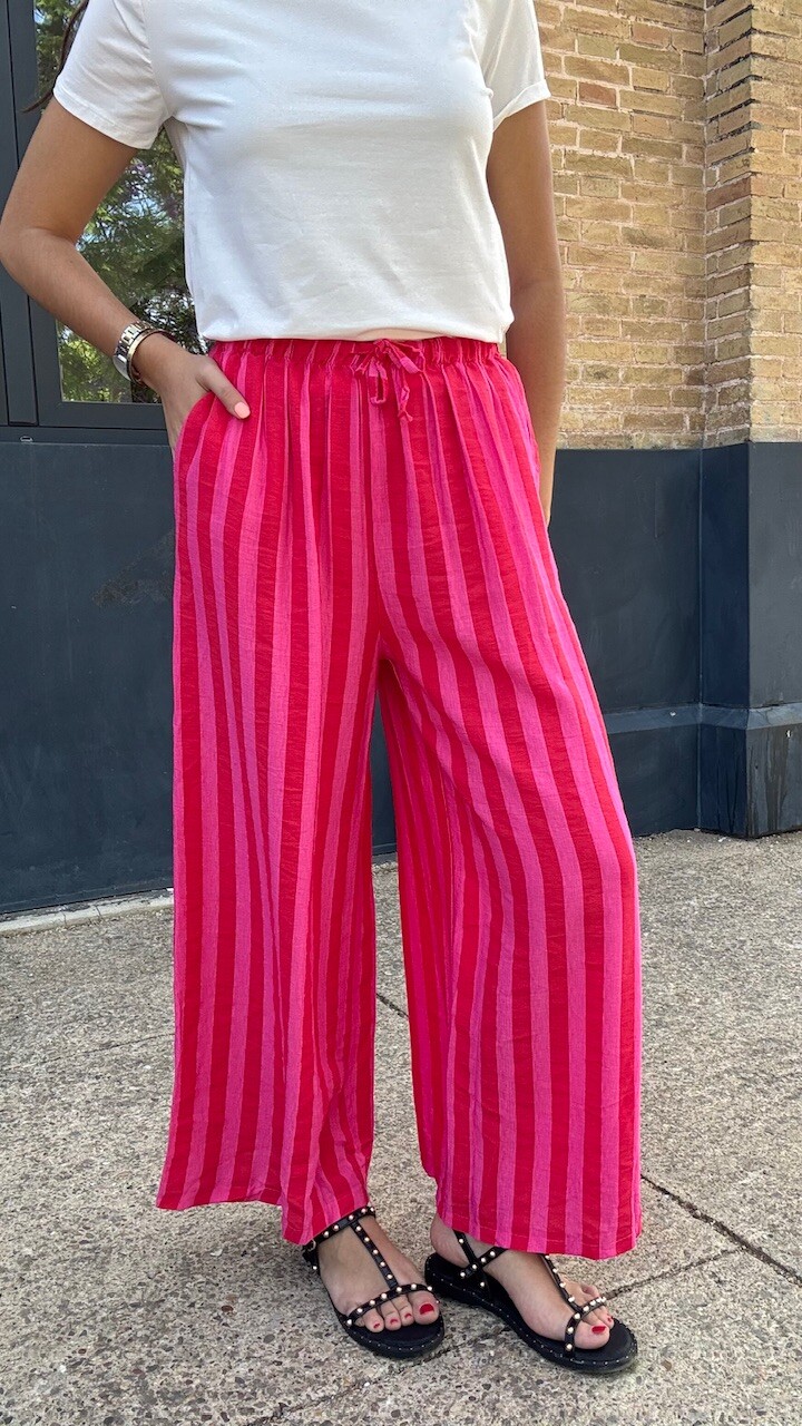 Pantalón Rayas Rosa Rojo - Imagen 2