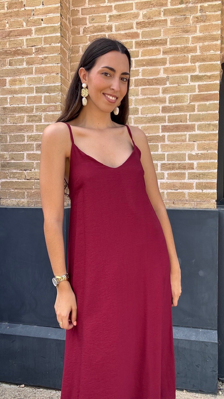 Vestido Detalle Espalda Burdeos - Imagen 10