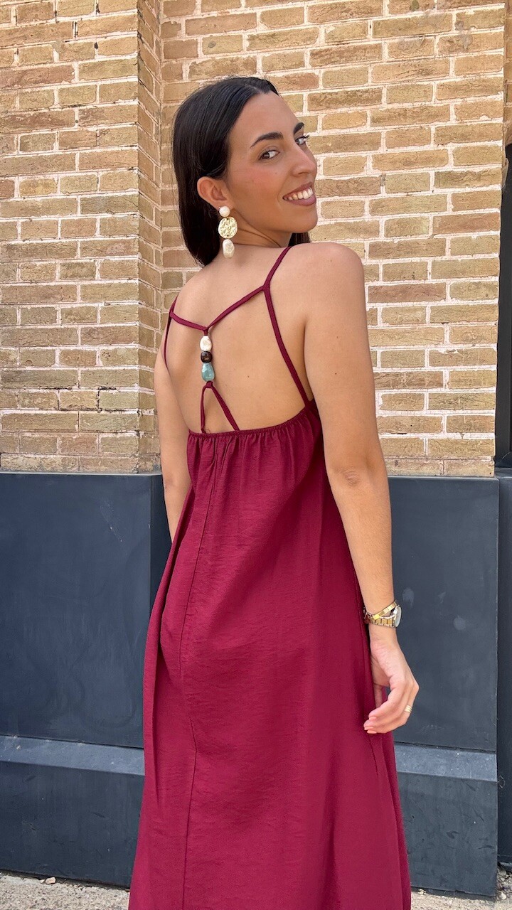Vestido Detalle Espalda Burdeos