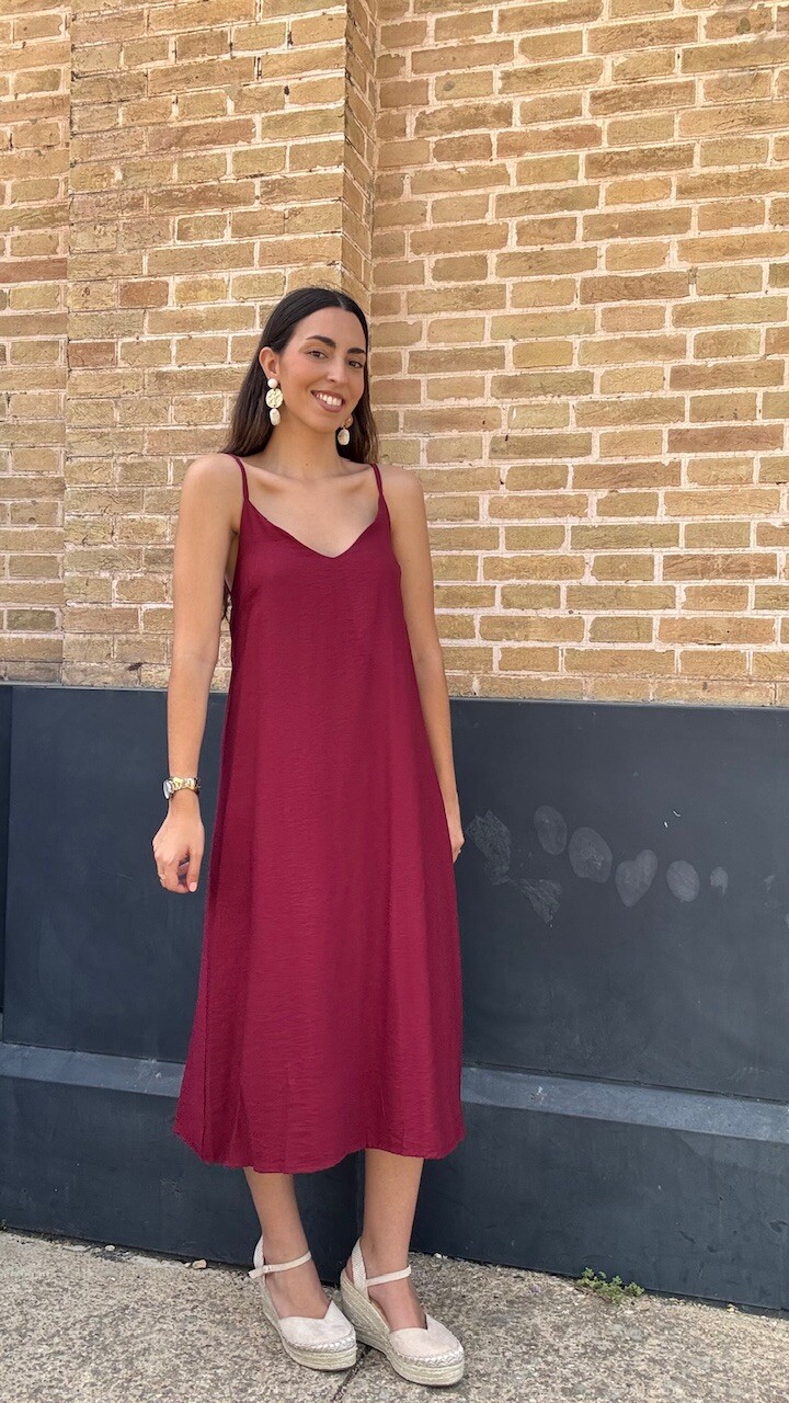 Vestido Detalle Espalda Burdeos - Imagen 8