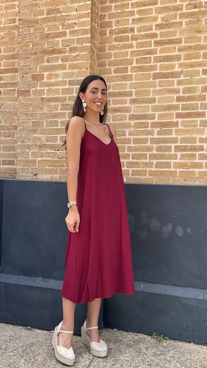 Vestido Detalle Espalda Burdeos - Imagen 3