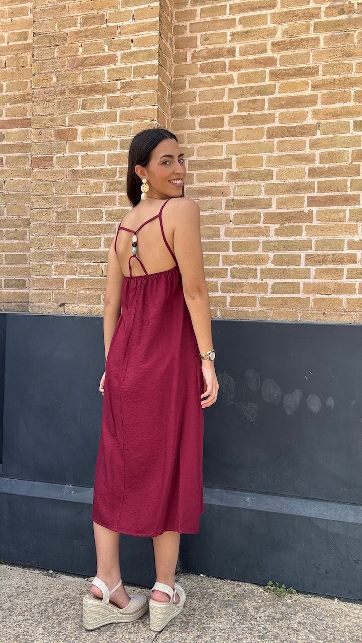 Vestido Detalle Espalda Burdeos - Imagen 5