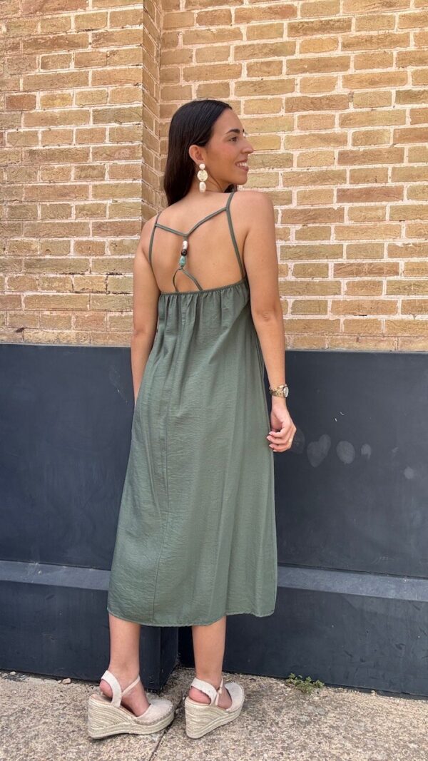 Vestido Detalle Espalda Verde caza