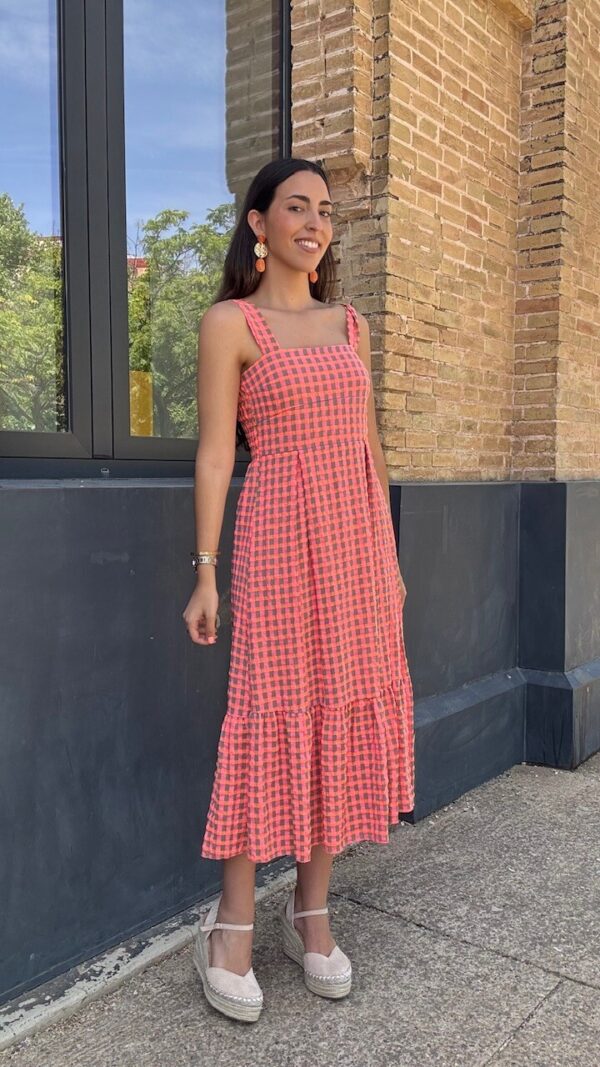 Vestido Vichy Flúor Coral