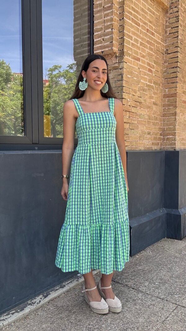 Vestido Vichy Flúor Verde Lima