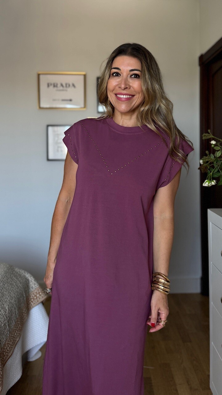 Vestido Mariela Tachas Berenjena - Imagen 3