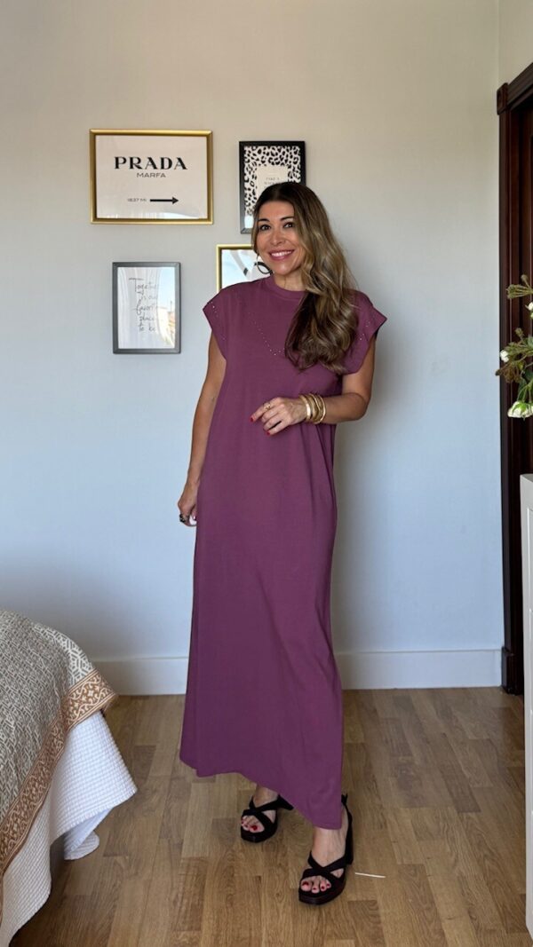 Vestido Mariela Tachas Berenjena