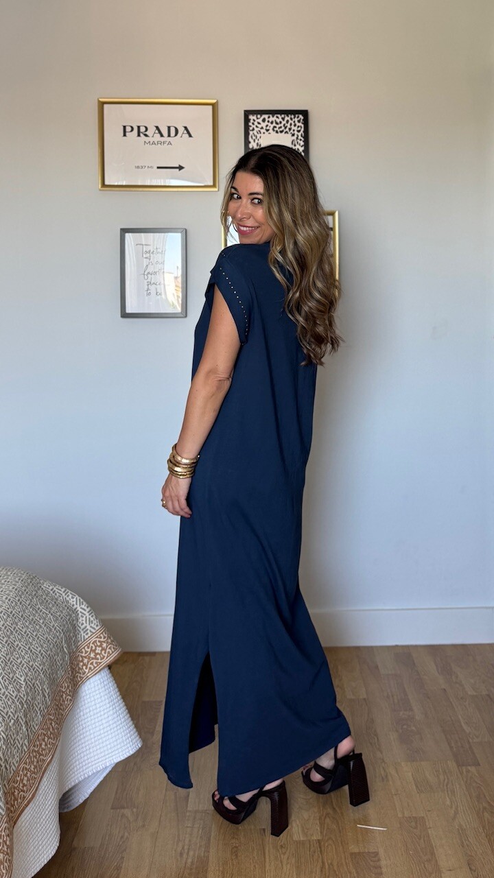 Vestido Mariela Tachas Azul Marino - Imagen 5