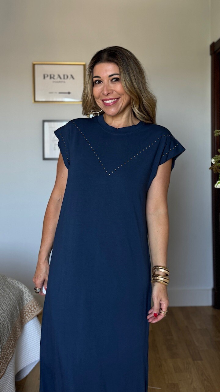 Vestido Mariela Tachas Azul Marino - Imagen 9