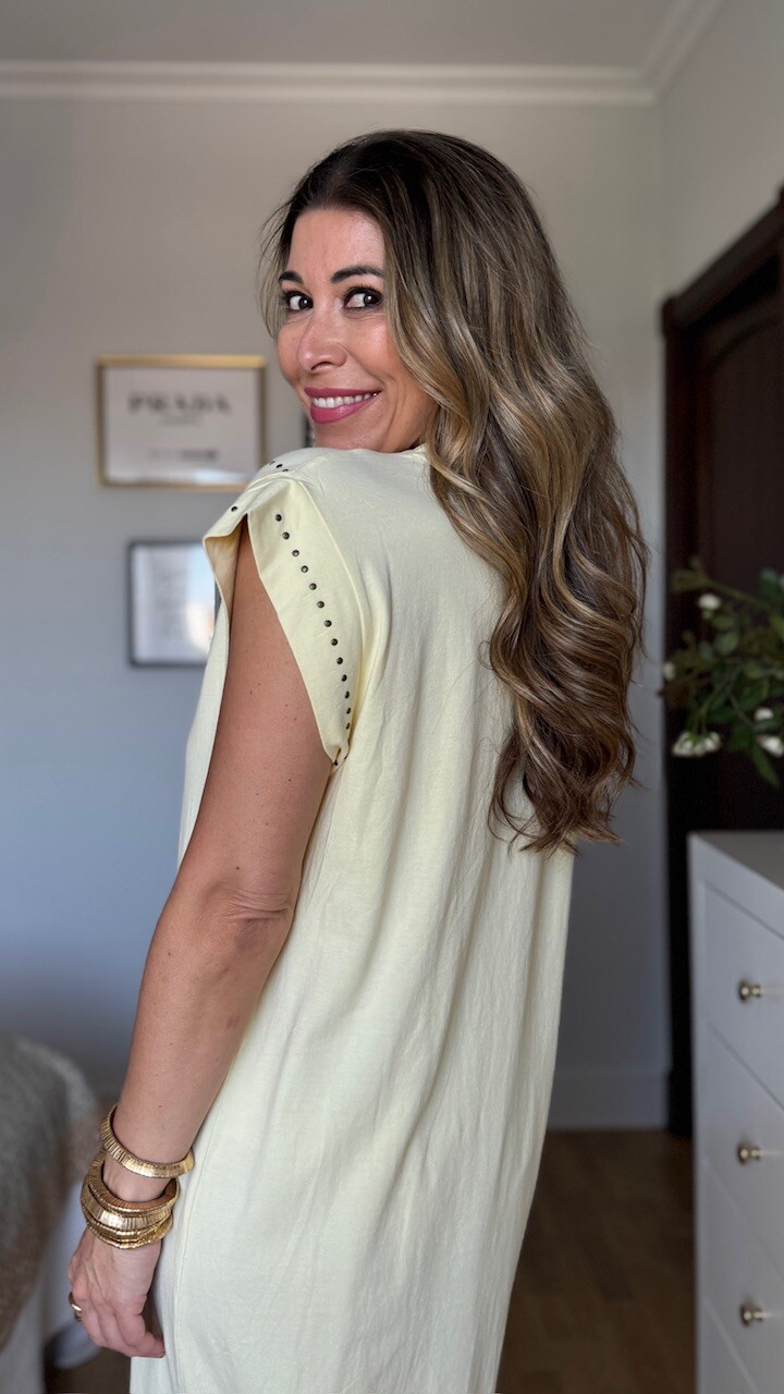 Vestido Mariela Tachas Amarillo - Imagen 4